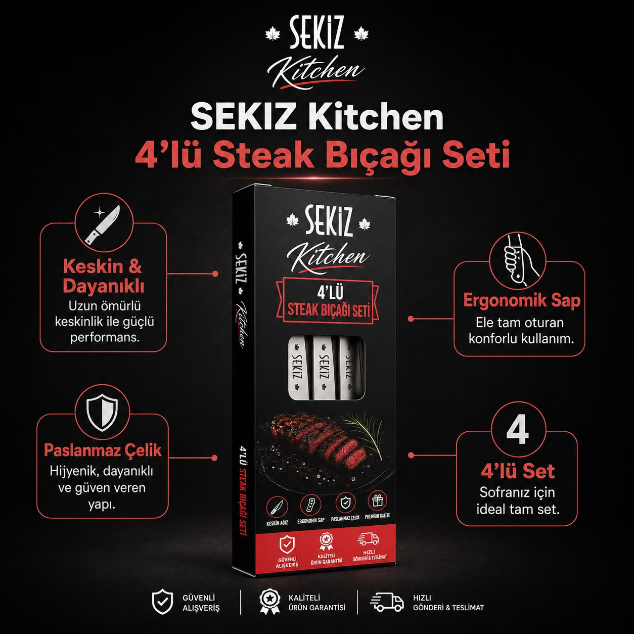 4'lü Steak Bıçağı Seti